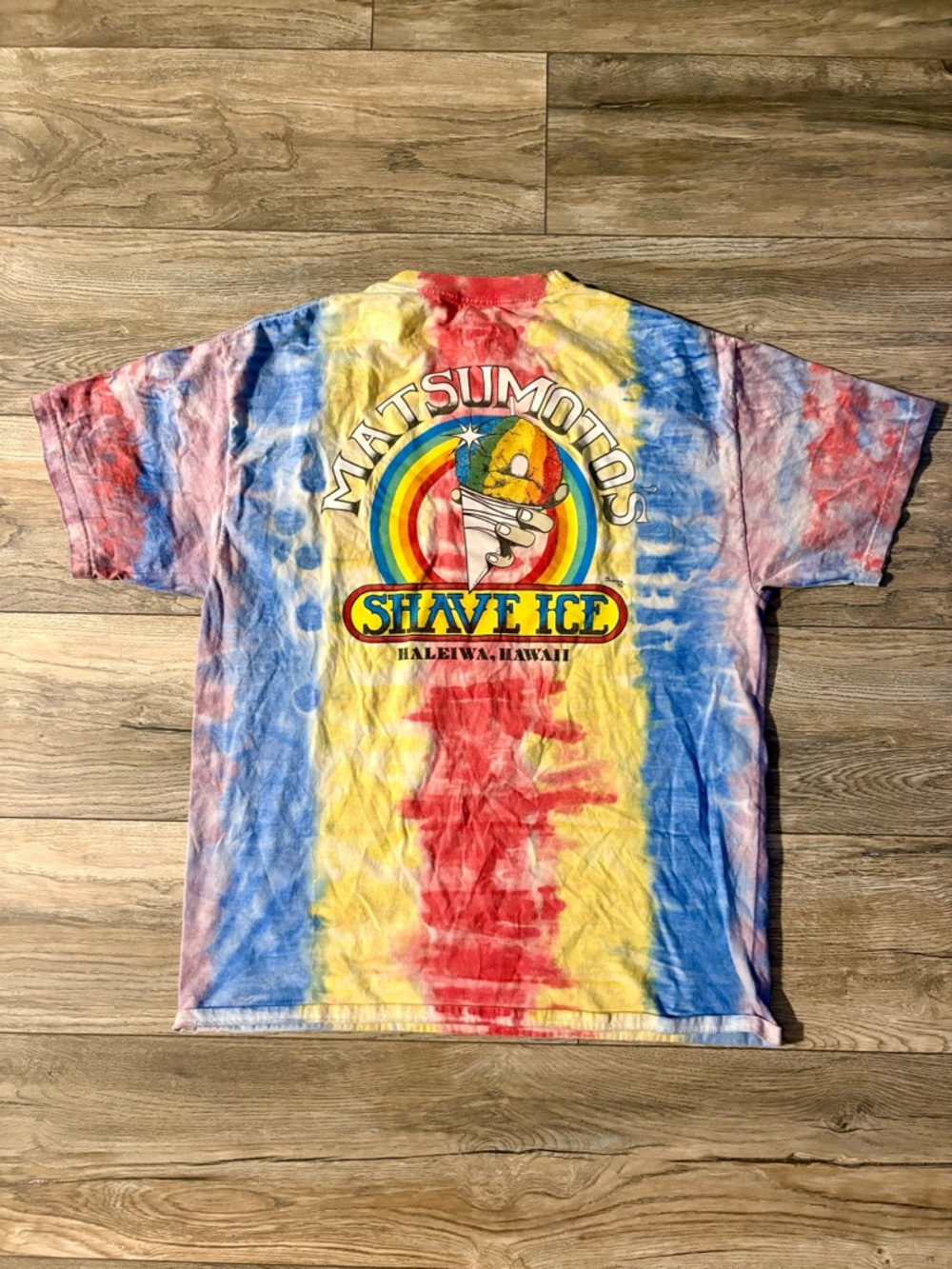 Hanes Tie-Dye Matsumoto’s Shave Ice Tee in Yellow, Red & Blue